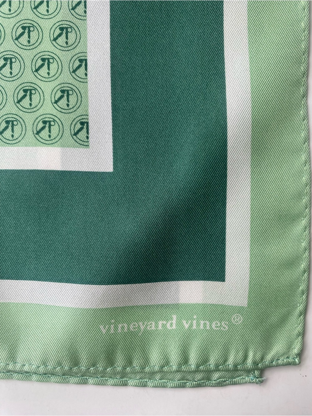 Vineyard Vines Silk Scarf Mint and Teal Kent Place Long Rectangle